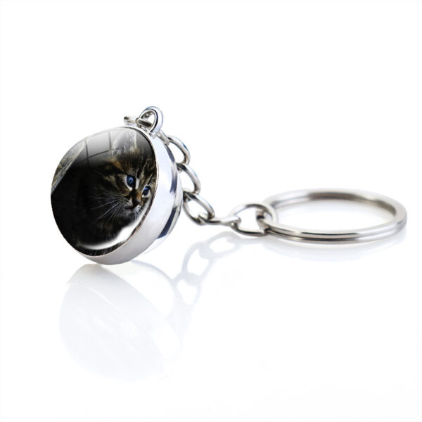 Wholesale Metal Cat Glass Ball Keychain Cute Student Backpack Charm Fashion Accessory