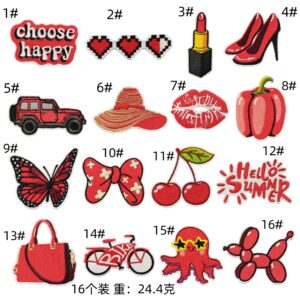 Red series cloth sticker combination (17) pack