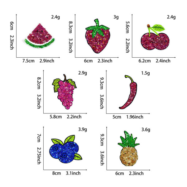 Wholesale Fruit Sequin Embroidery Patch Fashion Accessory for DIY and Gift