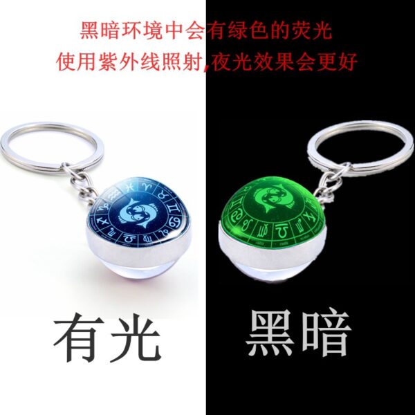 Wholesale Electroplated Metal Zodiac Constellation Keychain Glow in the Dark Star Orbit Pendant Gift for Men Women