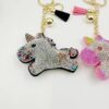 Wholesale Rhinestone Zinc Alloy Cartoon Unicorn Keychain Yellow Tassel Gift Boutique Resale