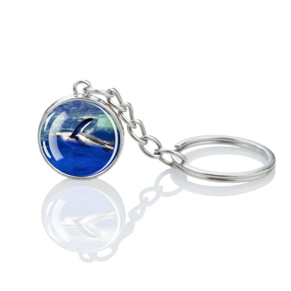 Wholesale Cute Glass Ball Keychain Metal Marine Animal Penguin Keychain Bag Charm Gift