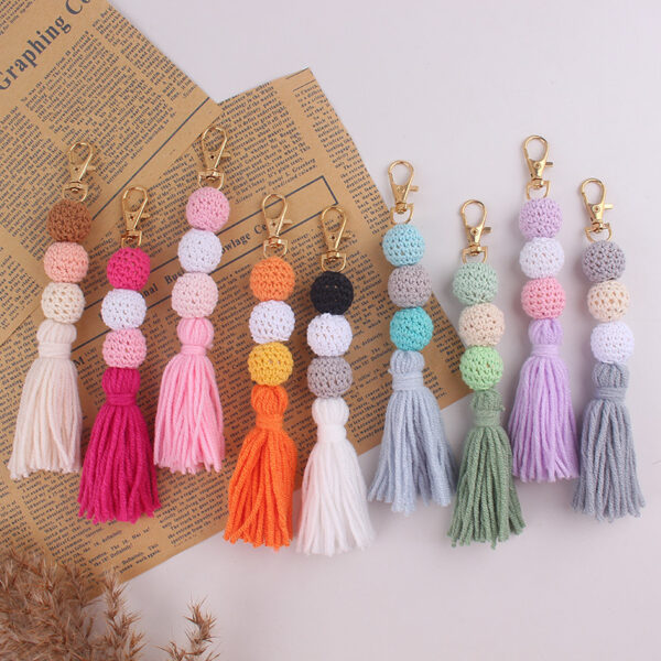 Wholesale Handmade Bohemian Crochet Tassel Keychain Fashion Accessory Gift for Birthday