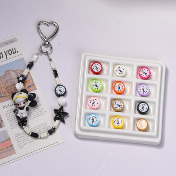 oly-e9f6adbcee6a213f5ba559c8ac8add7d Wholesale Trendy Cartoon Clock Acrylic Loose Beads Electroplated for DIY Keychain Phone Charm