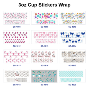 Wholesale 8pcs Mixed Minimal Floral Luxury Monogram Print 3oz Cup Stickers Wrap OLY Exclusive