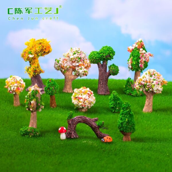 Wholesale Resin Pastoral Style Miniature Tree Decorative Accent DIY Garden Scene Ornament for Resale