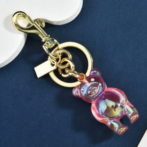 Colorful bear bag pendant pink