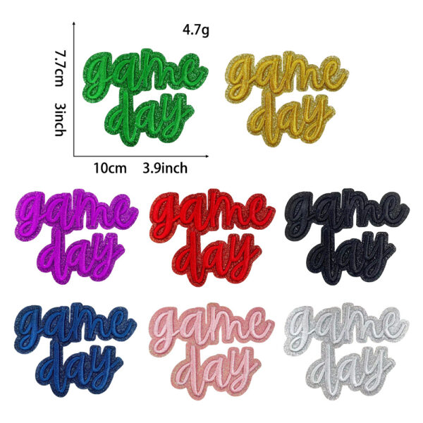 Wholesale Game Day 3D Embroidered Patch Iron-On Blue Polyester Fashion Accessory
