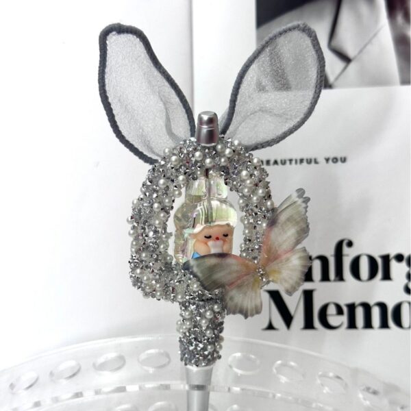 Wholesale Beaded Rabbit Charm Pen Cute Bling Design Green Refil Everyday Office Decor Gift