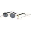 oly-ea58086c2d5fb5f7f13aa9d8847b9377 Wholesale Trendy Polygon Chain Sunglasses Retro Gold Frame Gray Lens Fashion Accessory for Outdoor Sun Protection