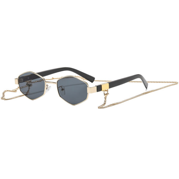 oly-ea58086c2d5fb5f7f13aa9d8847b9377 Wholesale Trendy Polygon Chain Sunglasses Retro Gold Frame Gray Lens Fashion Accessory for Outdoor Sun Protection