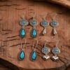 oly-ea8d3d7838f06d0d8d5b17f4f4ba279d Wholesale Electroplated Zinc Alloy Water Drop Turquoise Earrings, Geometric Vintage Bohemian Style Fashion Accessory
