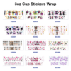 Wholesale 8pcs Cute Girly Cartoon Bow Floral 3oz Cup Stickers Wrap OLY Exclusive