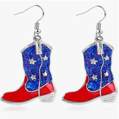 oly-eac734545a5f48226e6e8c704f540e93 Wholesale American Flag Acrylic Earrings Heart Shape Star Print Festival Party Jewelry Accessory