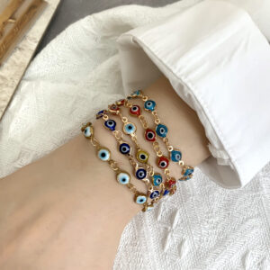 Wholesale Alloy Evil Eye Bracelet Adjustable Vintage Colorful Drip Oil Design Gift Jewelry Accessory