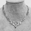 Wholesale Trendy Heart Cutout Flame Necklace Alloy Electroplated Unisex Fashion Jewelry Accessory Boutique Resale