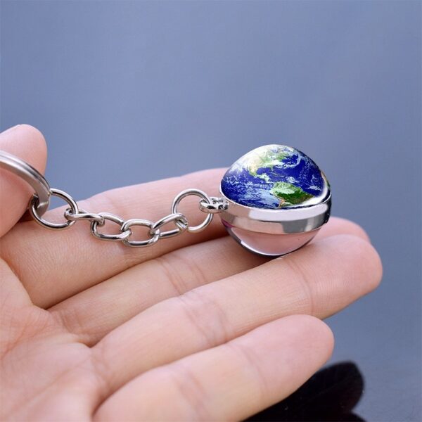 Wholesale Boutique Solar System Glass Ball Keychain Metal Key Ring for Wedding Gift