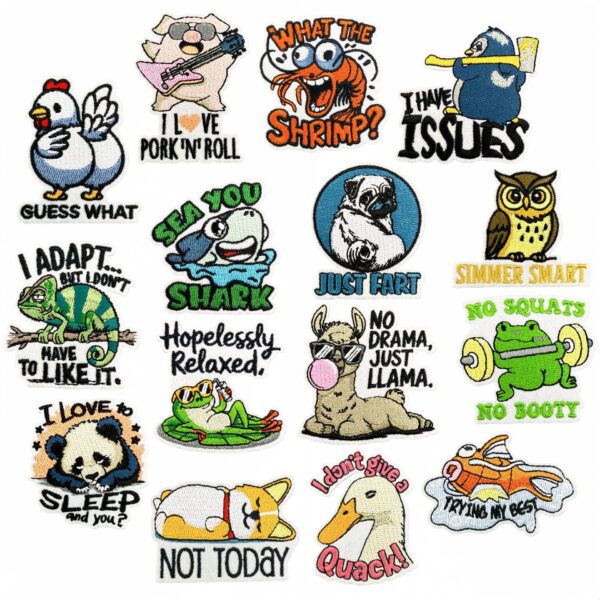 oly-eb17b81bfc2600f0b460a5493d53bd82 Wholesale Cartoon Animal Embroidered Patches – Shark & Shrimp Theme, Decorative Accent for Boutique Resale