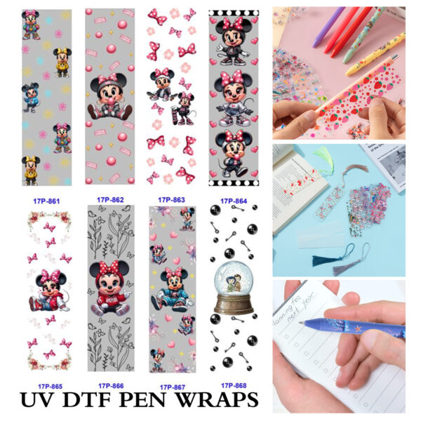 oly-eb37c52de62f904f27ab2771cf33c058 Wholesale 2/8/16pcs UV DTF Stickers Bow Decor Round Eared Cute Mascot Patterns Pen and Bookmark Stickers OLY Exclusive