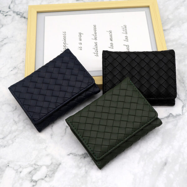 oly-eb4d50e2cdcaa42cce66594c267d1a36 Wholesale Modern PU Leather Tri Fold Wallet with Braided Pattern White Boutique Resale