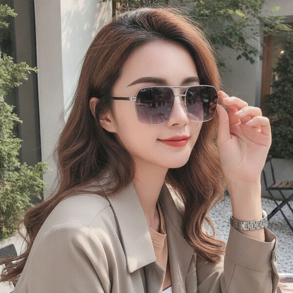 Wholesale Retro Metal Frame Sunglasses Classic Double Beam Pilot Design for Driving Sun Protection Fashion Accessory