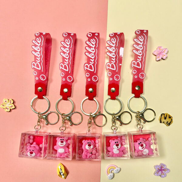 oly-eb692d716e993a3a5bbc5778291efb57 Wholesale Acrylic Oil Infused Strawberry Bear Keychain Bag Charm Car Key Accessory Gift OLY Exclusive