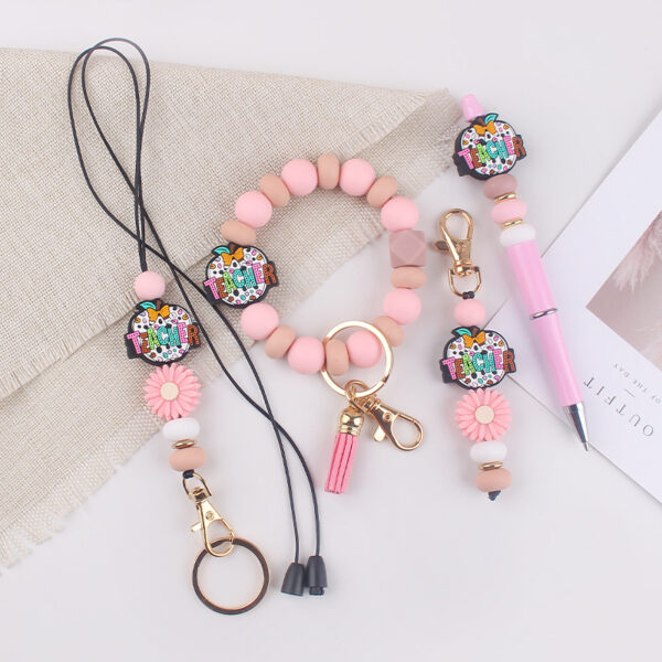 Wholesale Silicone Keychain Wristlet Creative DIY Teacher's Day Gift Boutique Resale