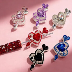 oly-eb724d9c75e76bf0b957f2b76ee67eac Wholesale Electroplated Alloy Double sided Arrow Heart Bead for Phone Chain or Keychain Trendy Decorative Accessory for Resale