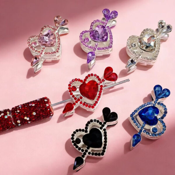 oly-eb724d9c75e76bf0b957f2b76ee67eac Wholesale Electroplated Alloy Double sided Arrow Heart Bead for Phone Chain or Keychain Trendy Decorative Accessory for Resale