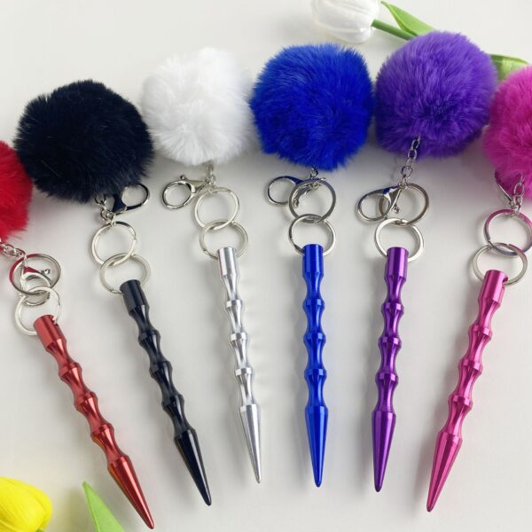oly-ebd7e92790d8da930f5137c9c4bbabae Wholesale Pom Pom Gold Metal SelfDefense Keychain Set Wedding Gift Keychain Accessory