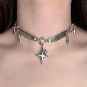 Wholesale Zinc Alloy Gothic Punk Love Star Pendant Necklace Electroplated Fashion Accessory