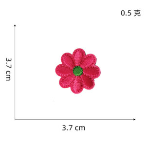 Rose red and green core flower cloth patch 5 #