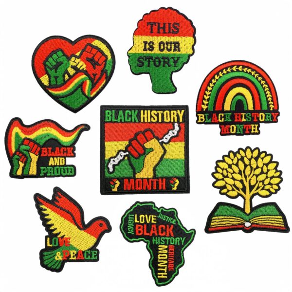 oly-ec123cad7e4c1a84da11895b2bdba8e9 Wholesale Black History Month Colorful Embroidered Fabric Patch Polyester Thread Decorative Gift