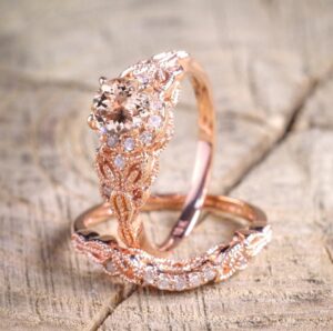 Wholesale Leaf Crystal Zircon Two-Piece Ring Set Fashion Jewelry Accessory for Wedding