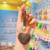Wholesale Czech Diamond Love Heart Keychain with Tassel, Trendy Car Key Accessory for Everyday Use