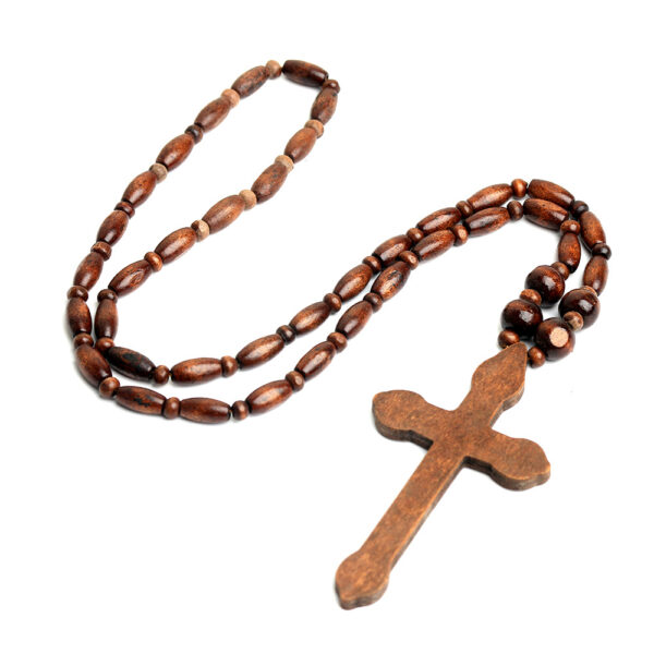 oly-ec394a35435409938cb0b6880f0353f9 Wholesale Punk Style Wooden Bead Cross Necklace Dark Fashion Jewelry Accessory
