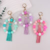 Wholesale Trendy Cross Silicone Bead Bracelet Keychain Pink Fashion Accessory Gift for Party