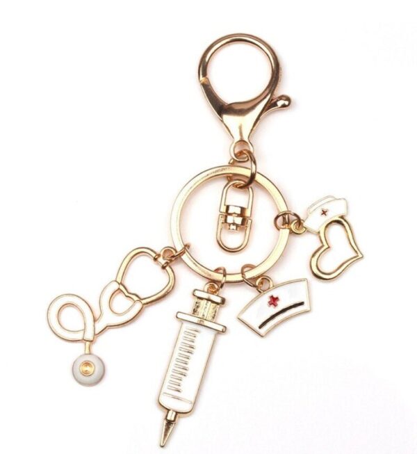 Wholesale Medical Theme Alloy Keychain Nurse Stethoscope Design Fashion Accessory Gift