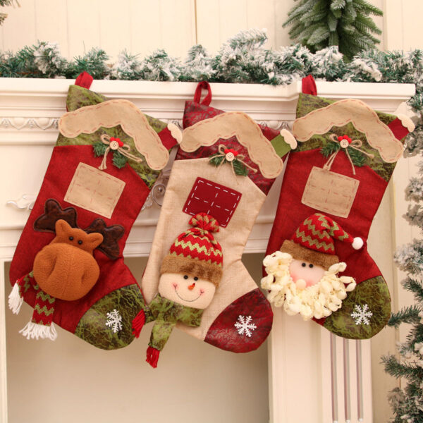 Wholesale European Style Cartoon Christmas Stocking, Polyester Three Dimensional Patchwork Hanging Decoration for Holiday Gift
