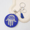 Wholesale Blue Rhinestone Palm Keychain European Style Tassel Decorative Key Ring for Wedding Favors Boutique Resale