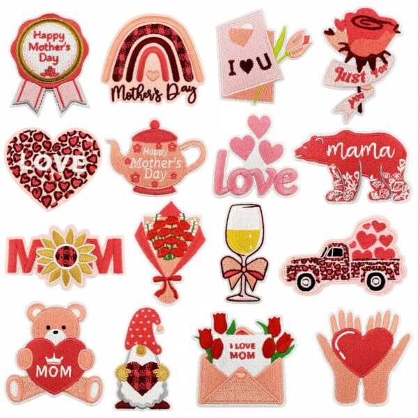 oly-eccb189bdb874b9d1ab99b79a92283f2 Wholesale Mother's Day Cartoon Embroidered Fabric Patch Decorative Accent for Gift and Boutique Resale