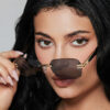 Wholesale Gold Frame Frameless Color Changing Square Sunglasses UV400 Street Style Travel Fashion Accessories for Resale