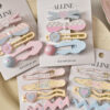 oly-ece4ebe5c6845fdcef7c57d7dee8f4c6 Wholesale Trendy Acrylic Plaid Hair Clip Set 4pcs Duckbill Clips, Fashion Accessory for Everyday Styling or Boutique Resale