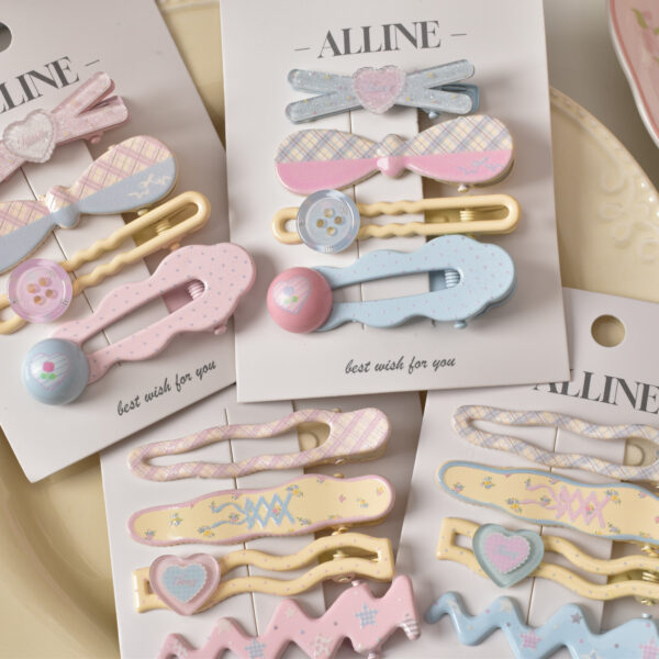 oly-ece4ebe5c6845fdcef7c57d7dee8f4c6 Wholesale Trendy Acrylic Plaid Hair Clip Set 4pcs Duckbill Clips, Fashion Accessory for Everyday Styling or Boutique Resale