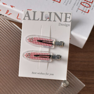 1 # Red fine grid seamless clip-2pcs