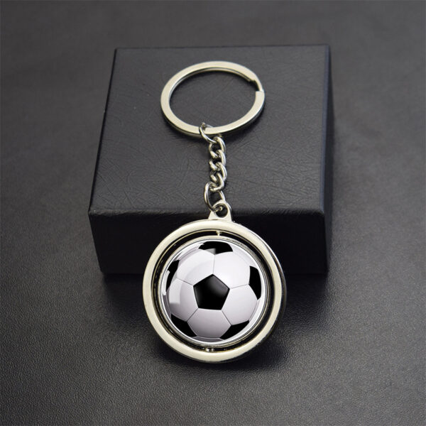 Wholesale Metal Sports Keychain Set Football Basketball Tennis Volleyball Rotating Key Ring Game Souvenir Car Key Accessory