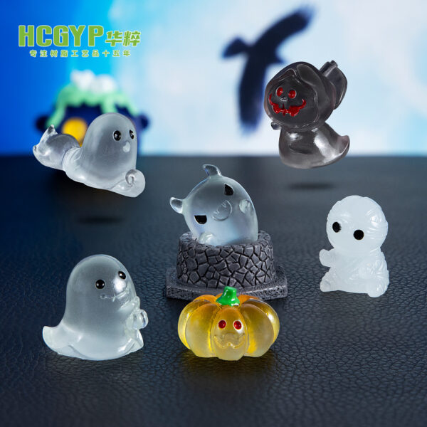 Wholesale Halloween Luminous Resin Pumpkin Ghost Ornament – Chic DIY Desktop Decor, Gift Ready