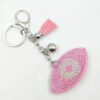 Wholesale White Flannel Rhinestone Eye Keychain Bag Charm for Wedding Gift, Car Key Accessory