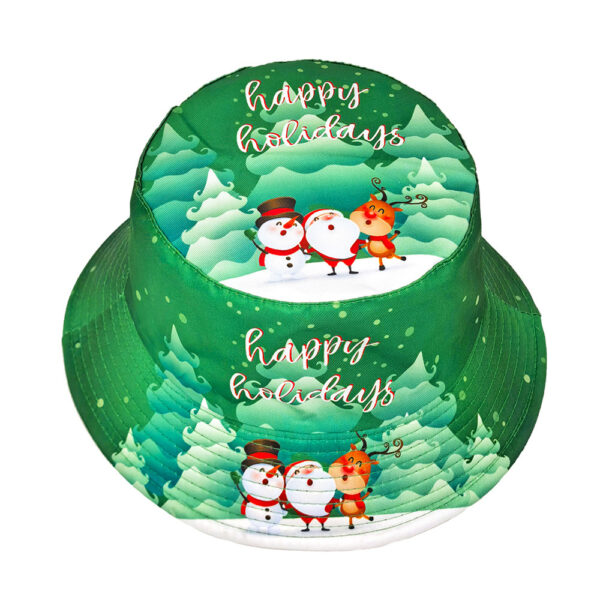 Wholesale Christmas Snowman Print Bucket Hat Outdoor Sun Protection Hat