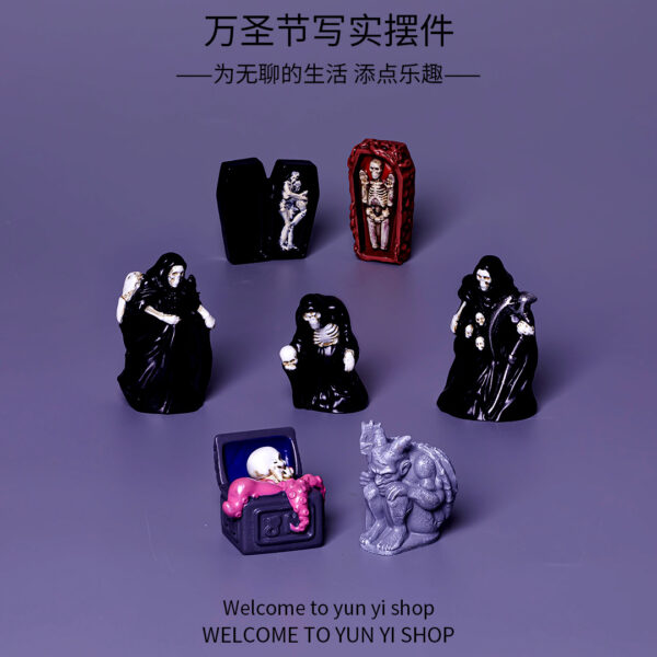 Wholesale Halloween Death Reaper Resin Figurine Decorative Accent for Car Desktop DIY Accessory Gift